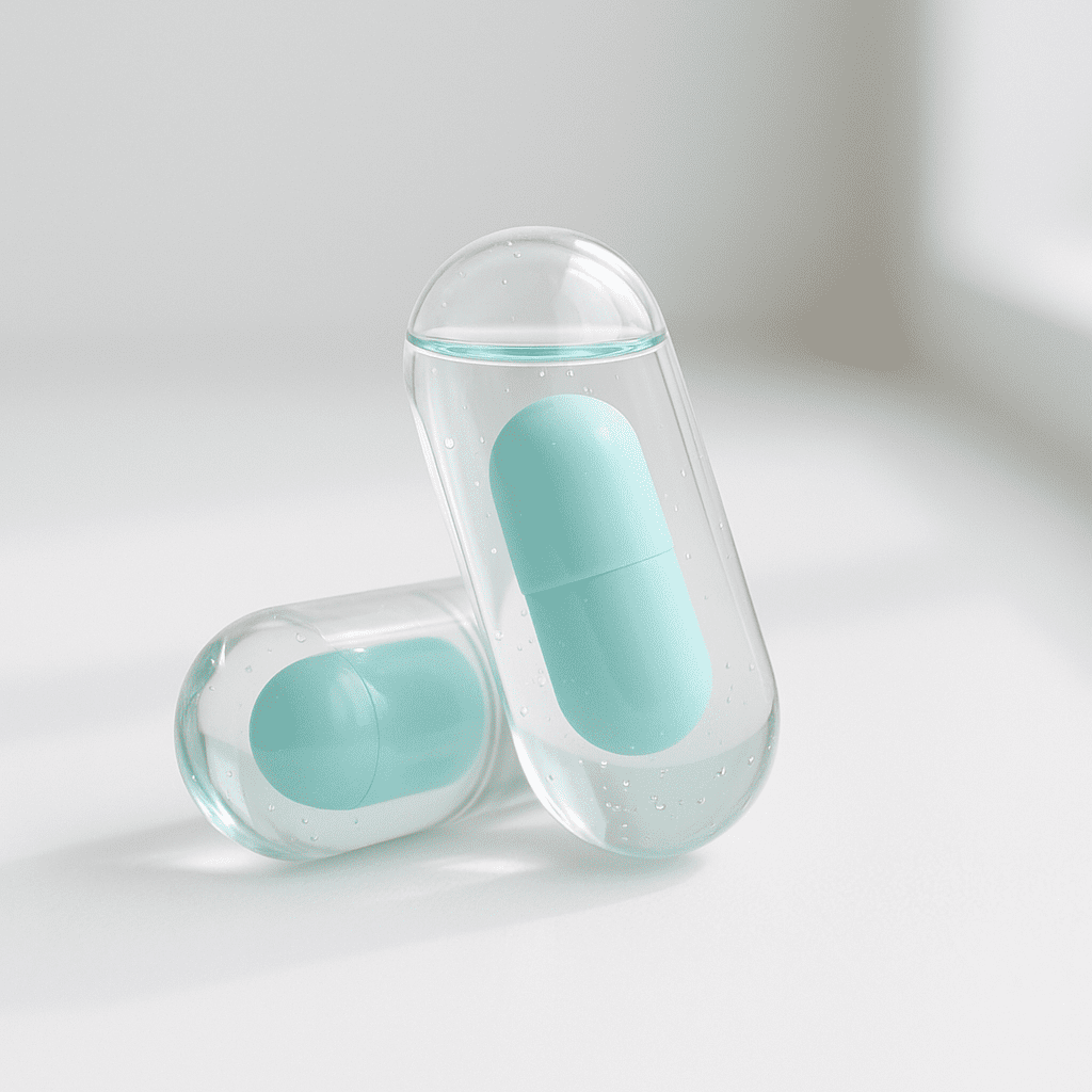 A pristine Med Care Duo Capsule demonstrating advanced formulation technology.